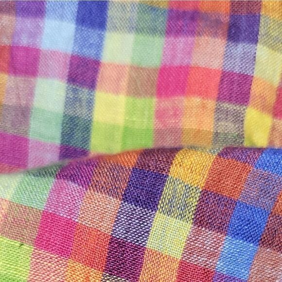 Scott Barber Delavé 100% Linen Plaid/Checkered Button Up/Button Down Shirt L - Picture 8 of 11